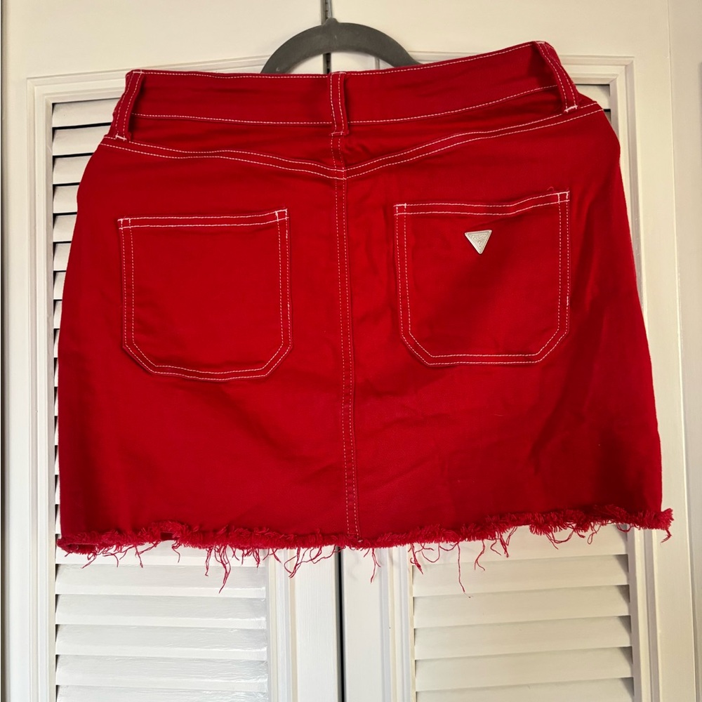 Guess Red Denim Skirt